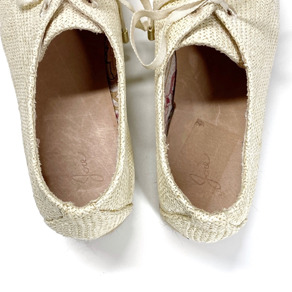 Joie Wallie Espadrille Raffia Platform Lace-Up Sneakers Size EU 39 Ivory - Picture 7 of 13